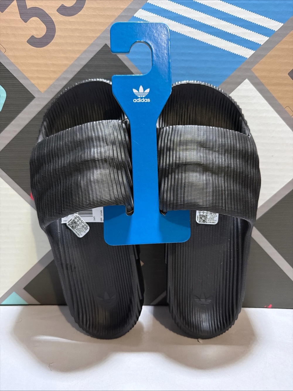 Adidas Adilette 22 Slides Black Scarlet Slip On Sandals Mens ID4925 NWT